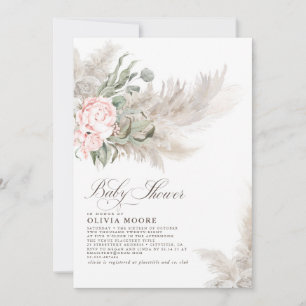 Invitation Pampas Grass Sage Verdure Baby shower Floral Boho
