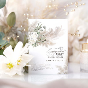 Invitation Pampas Grass Sage Verdure Floral Engagement Party