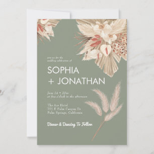 Invitation Pampas Grass Sage Vert Mariage Moderne Chic