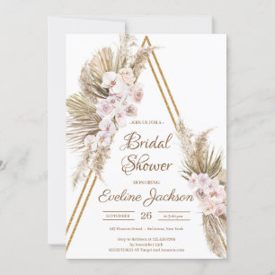 Invitation Pampas Grass séché Palm Dusty Rose Gold Bridal