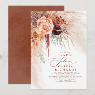 Invitation Pampas Grass Terracotta Baby shower Floral