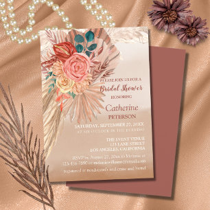 Invitation Pampas Grass Terracotta Boho Mariage Fête des mari