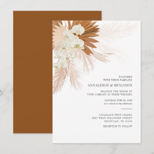 Invitation Pampas Grass Terracotta Botanique Mariage moderne