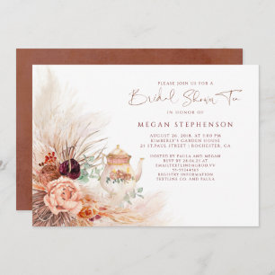 Invitation Pampas Grass Terracotta Fête des mariées Thé
