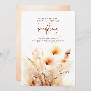 Invitation Pampas Grass Terracotta Floral Boho Mariage de aut