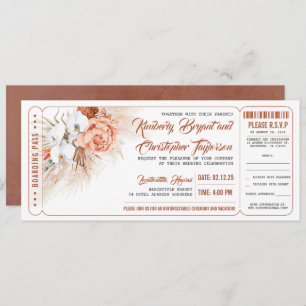 Invitation Pampas Grass Terracotta Floral Mariage Billet