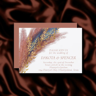 Invitation Pampas Grass   Terracotta Paprika Fleur sauvage bl