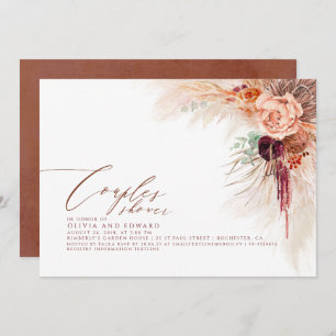 Invitation Pampas Grass Terracotta Tropical Couples Douche