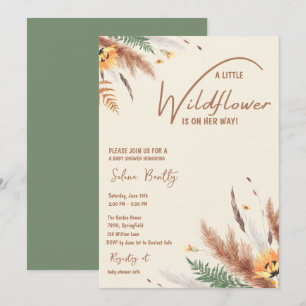 Invitation Pampas Grass Un Petit Fleur sauvage Baby Girl Douc