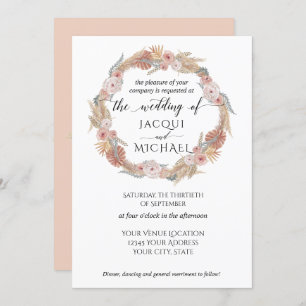 Invitation Pampas Grass Wreath Boho Tropthy Floral
