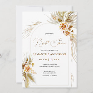 Invitation Pampas herbe aquarelle boho élégante Fête des mari
