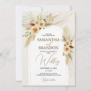 Invitation Pampas herbe aquarelle boho mariage