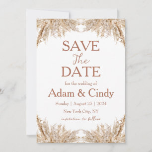 Invitation pampas herbe boho sauver les dates