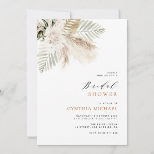 Invitation pampas herbe boho verdure nuptiale douche