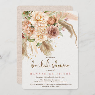 Invitation Pampas herbe et boho rose nuptiale douche