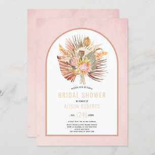 Invitation Pampas herbe et palme douce rose nuptiale douche