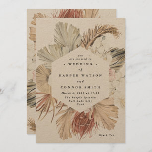 Invitation Pampas Kraft moderne Grass Floral Tropical Jungle