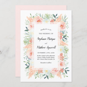 Invitation Pampas Mariage d'aquarelle rose