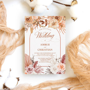 Invitation Pampas moderne Grass Floral Terracotta Mariage Inv