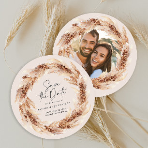 Invitation Pampas naturel bohème moderne herbe photo mariage