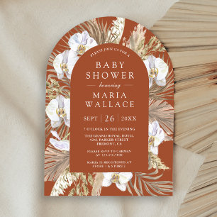 Invitation Pampas Orchidée Blanche Terracotta Arch Baby showe