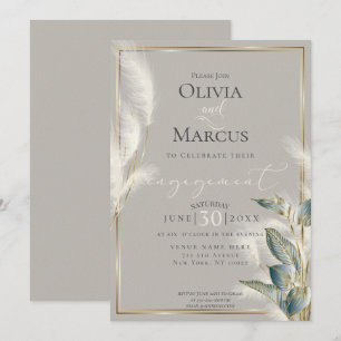 Invitation Pampas Pampas Fiançailles en laiton Anthurium turq