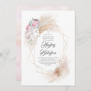 Invitation Pampas Pampas Pampas Peau Rose Filles Florales Bap