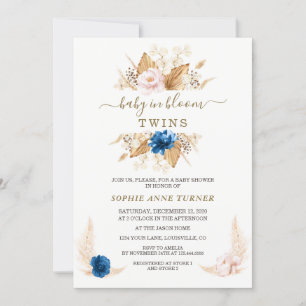 Invitation Pampas rose bleu floral Grass Baby in Bloom