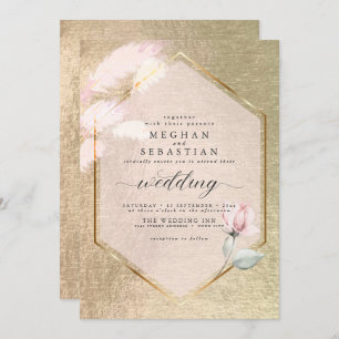 Invitation Pampas Rose en or Blush Floral en laiton