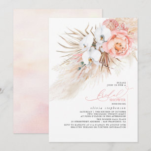 Invitation Pampas rose Floral Grass Bridal Show
