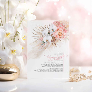 Invitation Pampas rose Floral Partie d'engagement en herbe