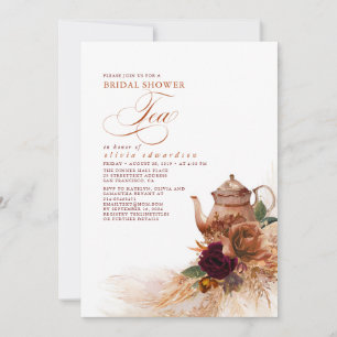 Invitation Pampas Rust Grass Terracotta Fête des mariées Thé