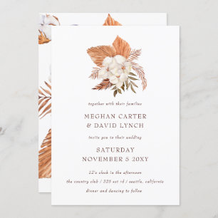 Invitation Pampas Rustique Boho Grass Floral Mariage du déser