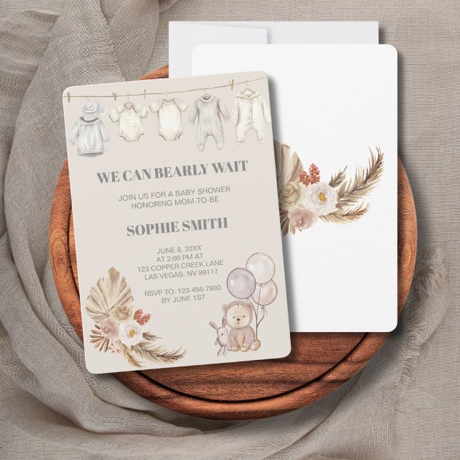 Invitation Pampas Rustique Boho Nous Pouvons Attendre Rapidem (Créateur téléchargé)