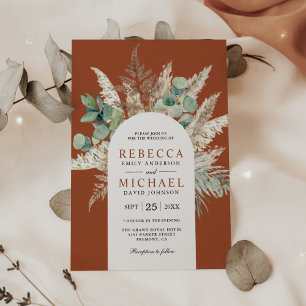 Invitation Pampas Rustique Eucalyptus Arch Terracotta Mariage