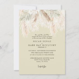 Invitation Pampas Soft Yellow Simple Mariage