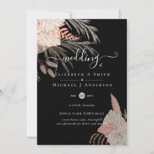 Invitation Pampas Tropical Grass Terracotta Mariage
