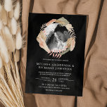 Invitation Pampas Wreath Photo Dried Palm Black Wedding<br><div class="desc">Amaze your guests with this elegant wedding invite featuring beautiful rustic palm leaves and pampas grass with modern typography. Simply add your event details on this easy-to-use template to make it a one-of-a-kind invitation.</div>