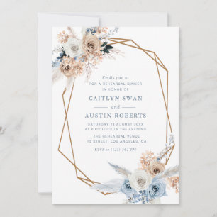 Invitation pampass boho dusty bleu mariage