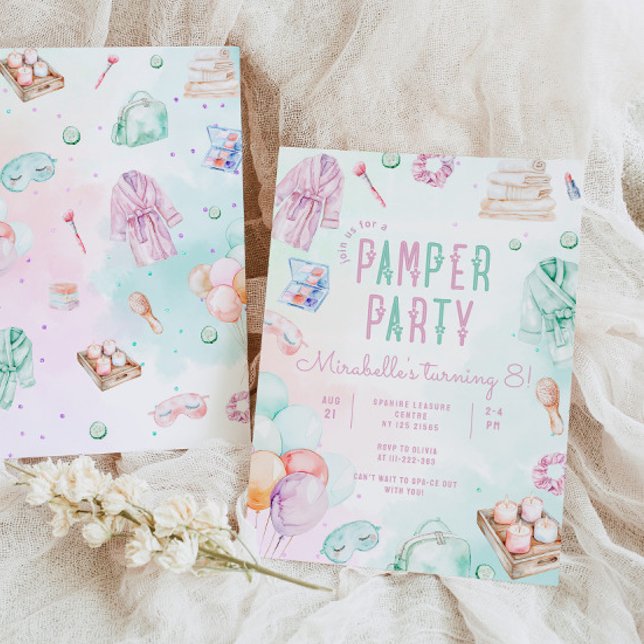 Invitation Pamper party Girl Makeup Salon fête d'anniversaire (Créateur téléchargé)