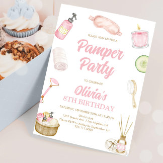 Invitation Pamper Party, Glam Party, Girls Spa party Annivers