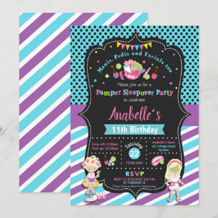 Invitation Pamper Slepover Spa Party Anniversaire Blonde Girl