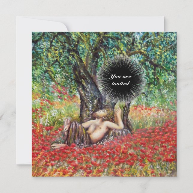 Invitation PAN, ARBRE OLIVE ET CHAMPS POPPY, noir (Devant)