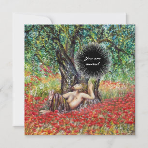 Invitation PAN, ARBRE OLIVE ET CHAMPS POPPY, noir