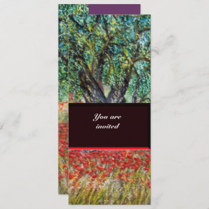Invitation PAN, OLIVE ARBRE ET CHAMPS POPPY, violet