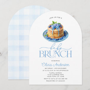 Invitation Pancake Baby Brunch Baby shower aux bleuets