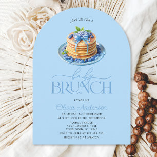Invitation Pancake Baby Brunch Baby shower aux bleuets