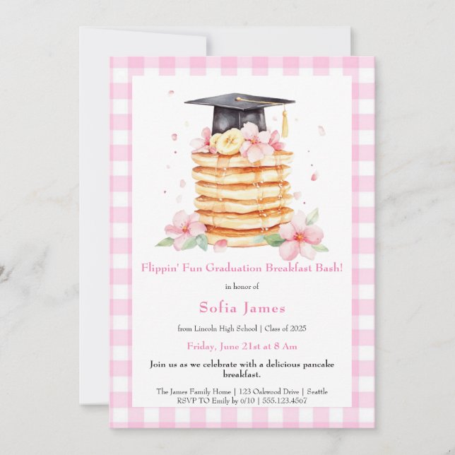 Invitation Pancake Graduation Breakfast Celebration  (Devant)