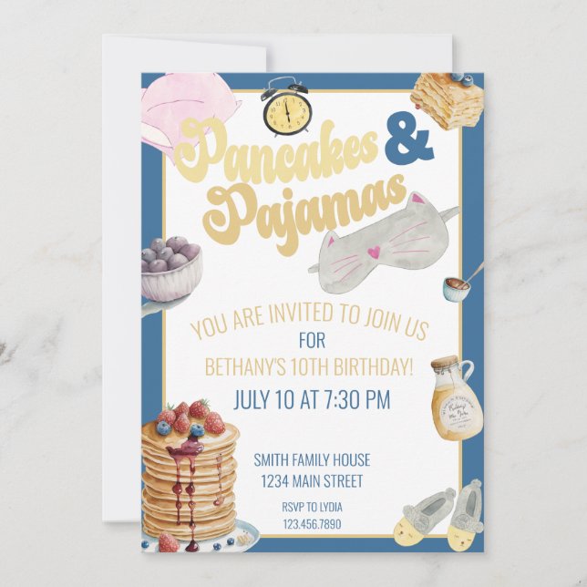 Invitation Pancake & Pyjamas Swood Party Slepover Anniversair (Devant)