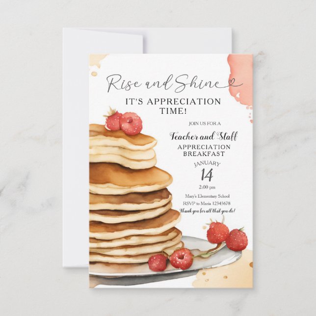 Invitation Pancake Rise and Shine Teacher Breakfast (Devant)